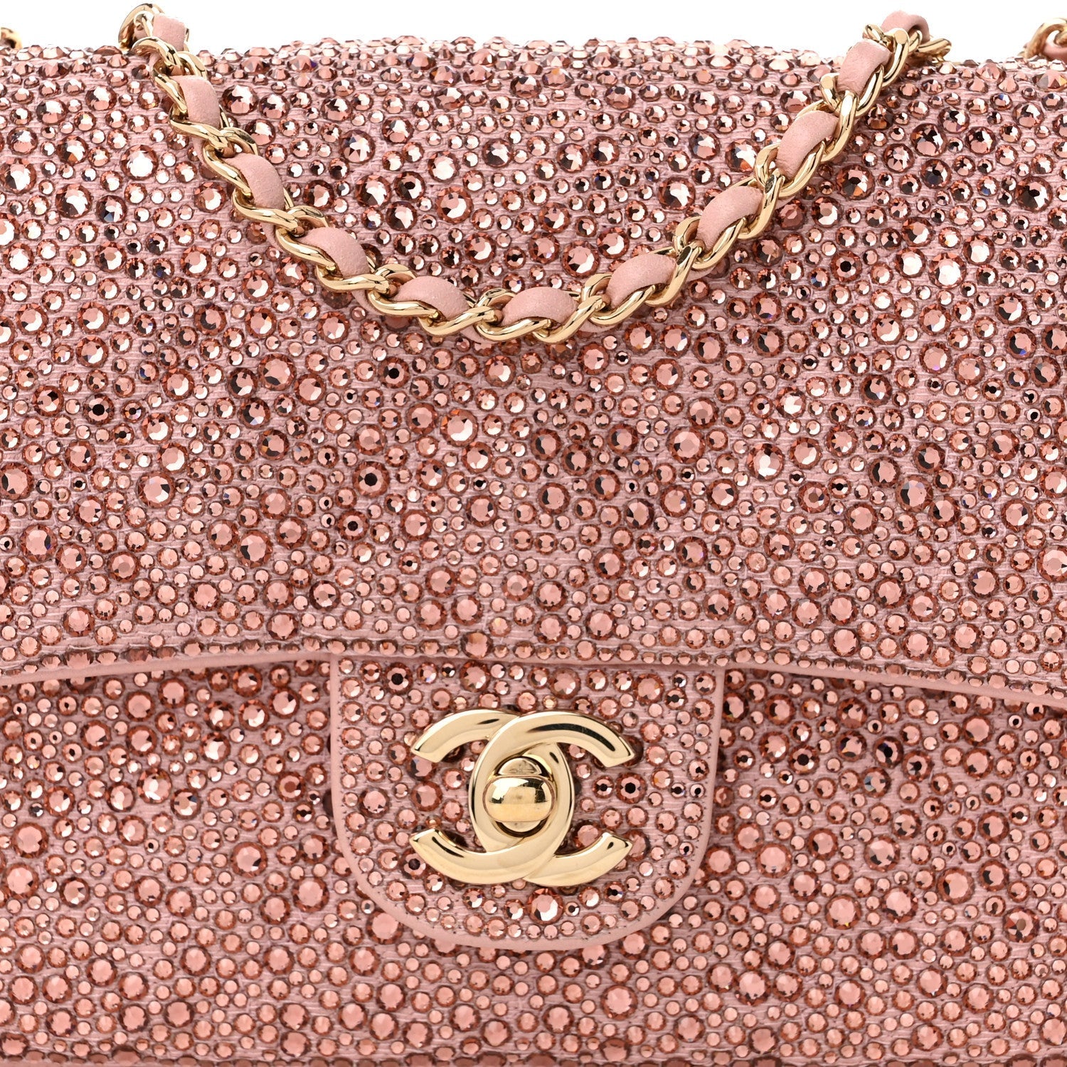 Lambskin Crystal Diamante Small Flap Light Pink