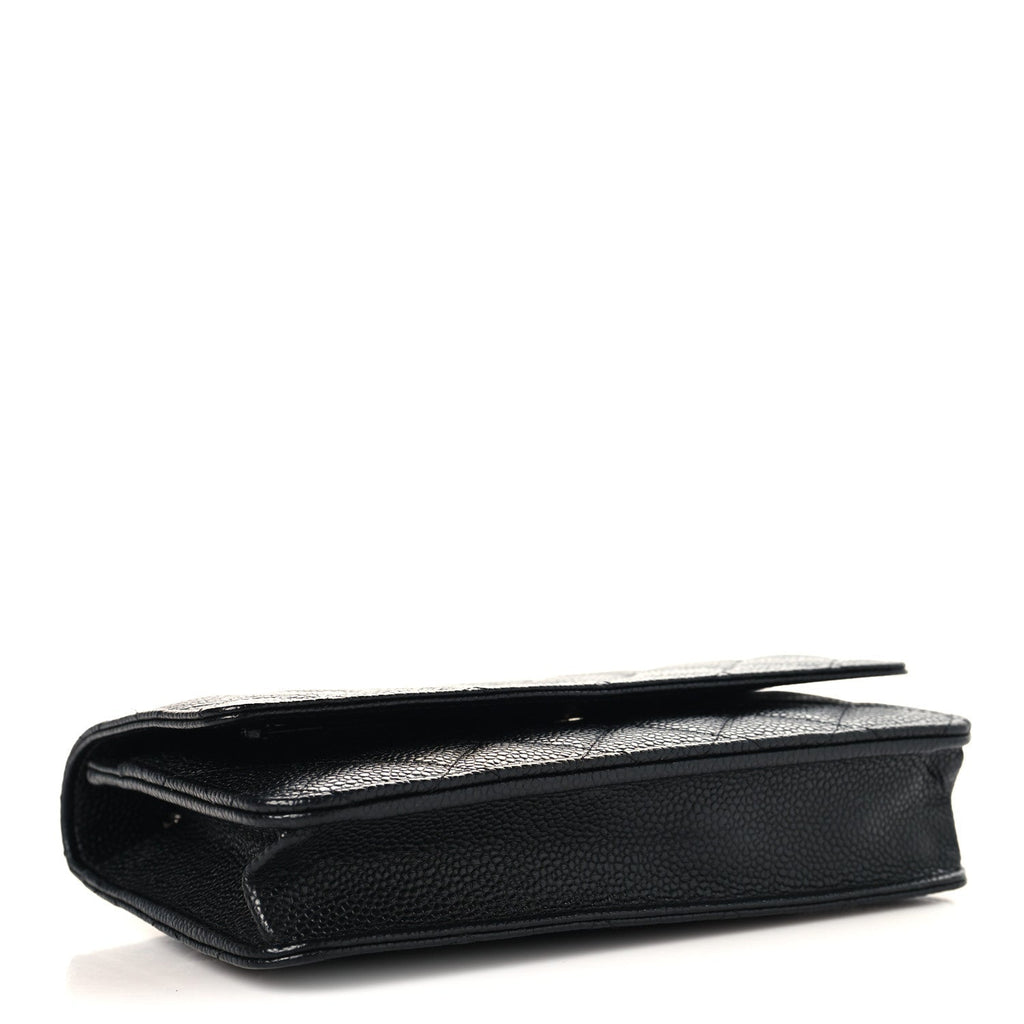 Caviar Quilted Wallet on Chain WOC Black