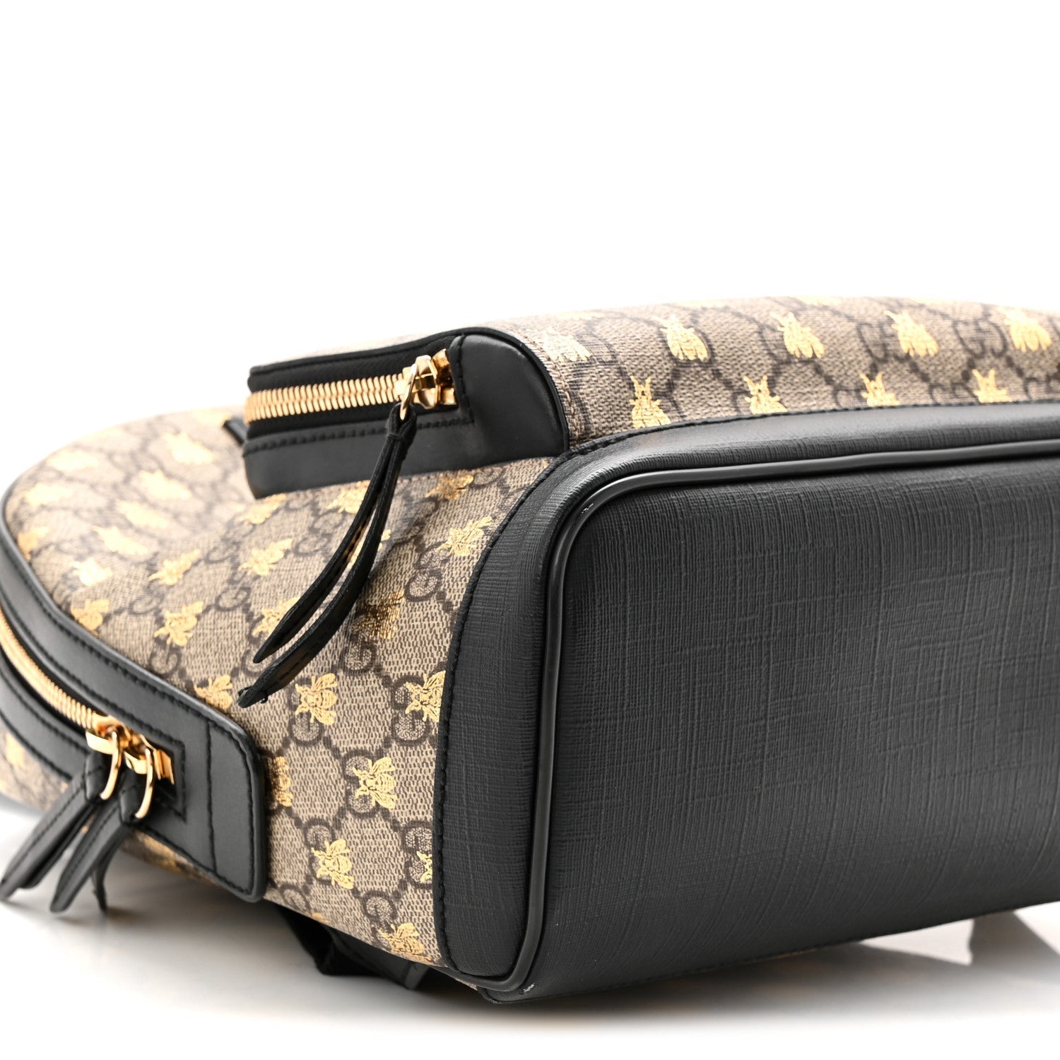 GG Supreme Monogram Bees Print Small Day Backpack Beige Oro Black