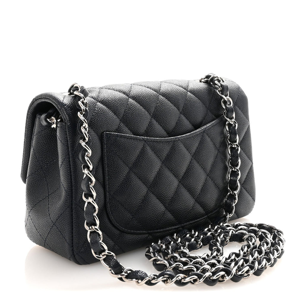 Caviar Quilted Mini Rectangular Flap Navy