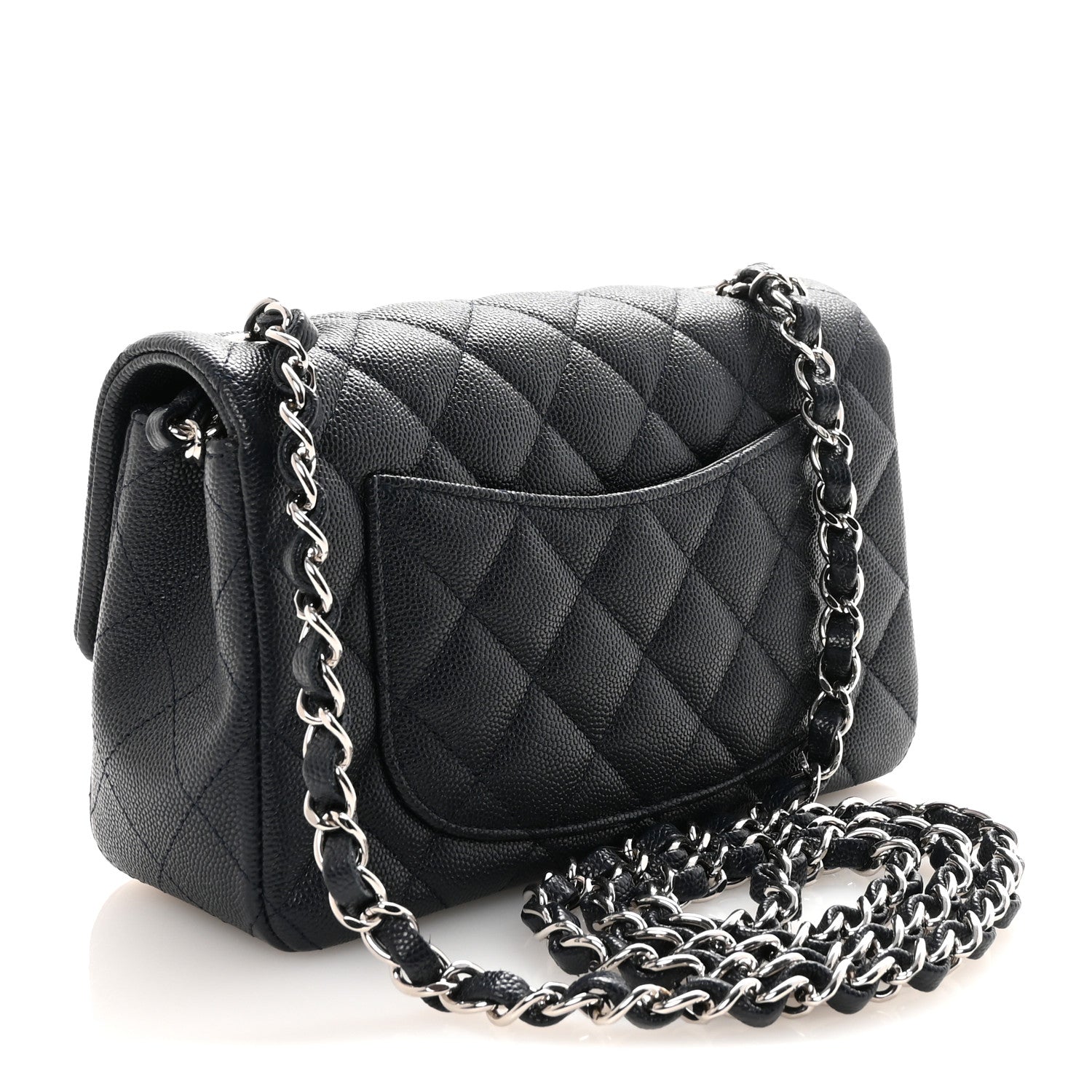 Caviar Quilted Mini Rectangular Flap Navy