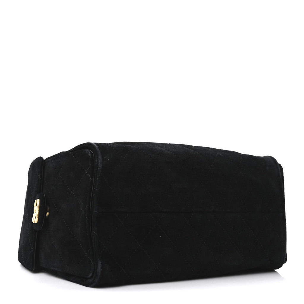 Suede Quilted Small Chanel 25 Handbag Black
