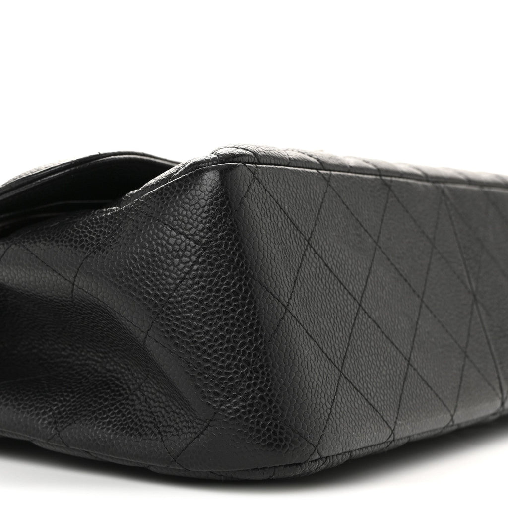 Caviar Quilted Jumbo Double Flap Black