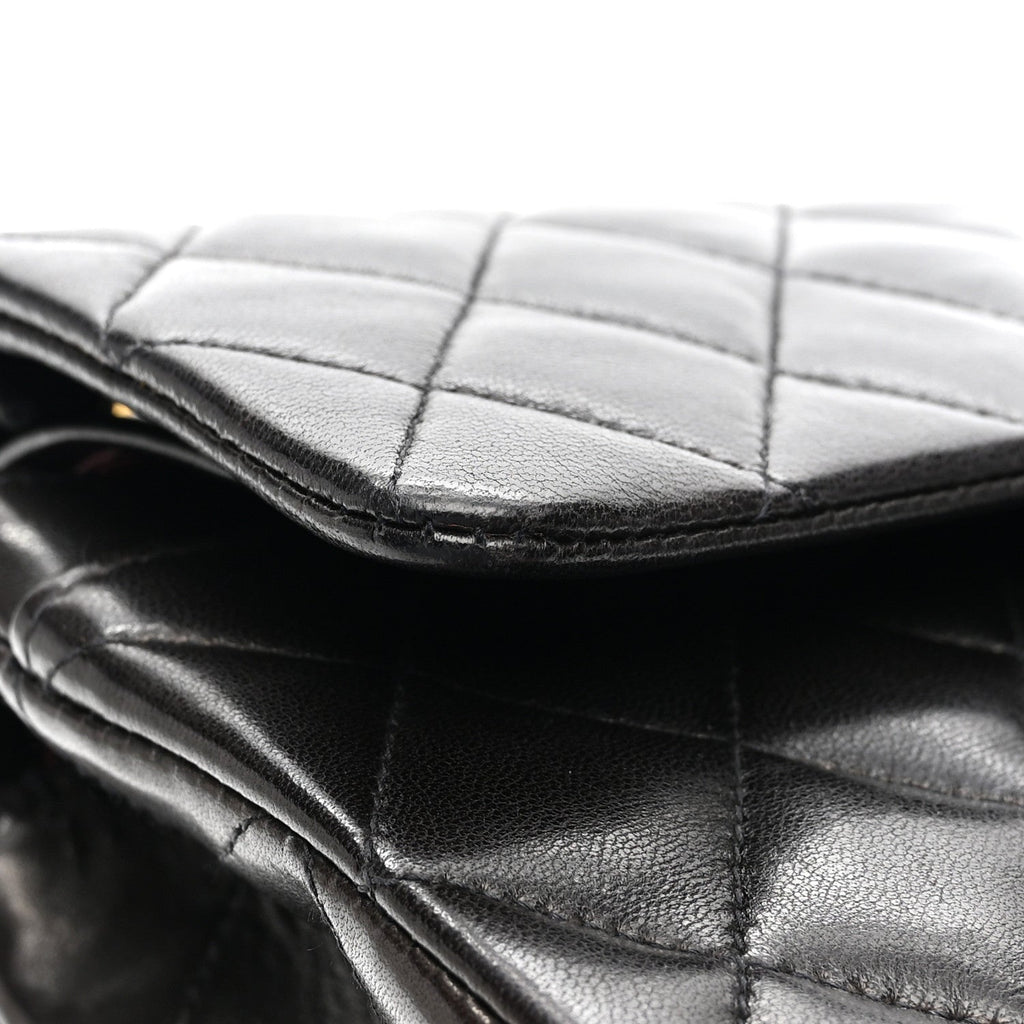 Lambskin Quilted Small Double Flap Black