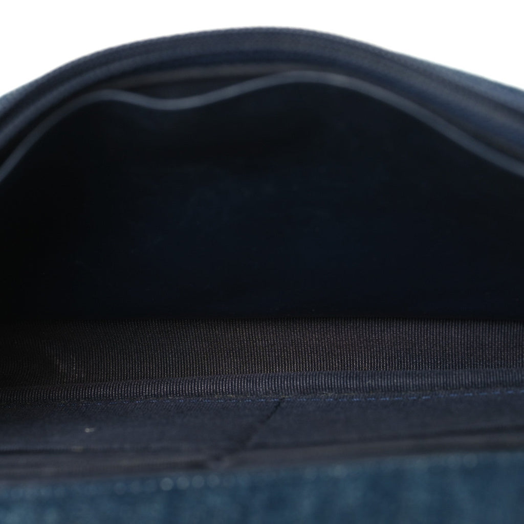 Denim Quilted Chanel 19 Wallet On Chain WOC Blue