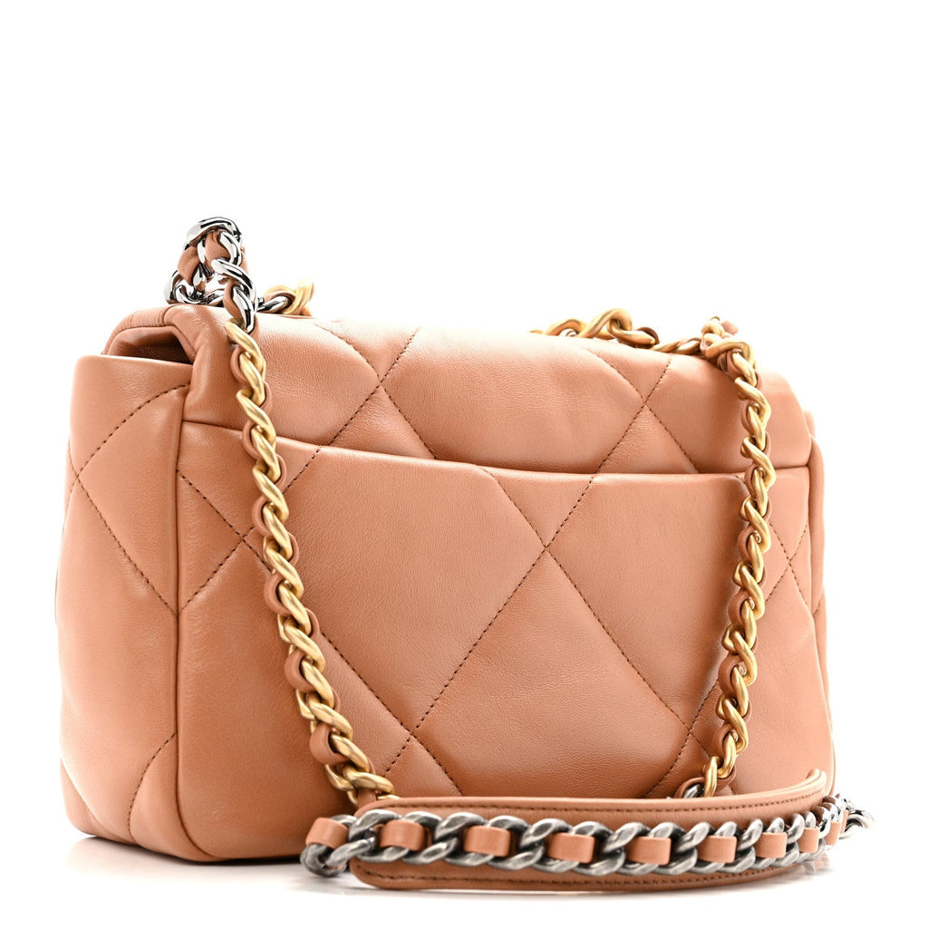 Lambskin Quilted Medium Chanel 19 Flap Brown
