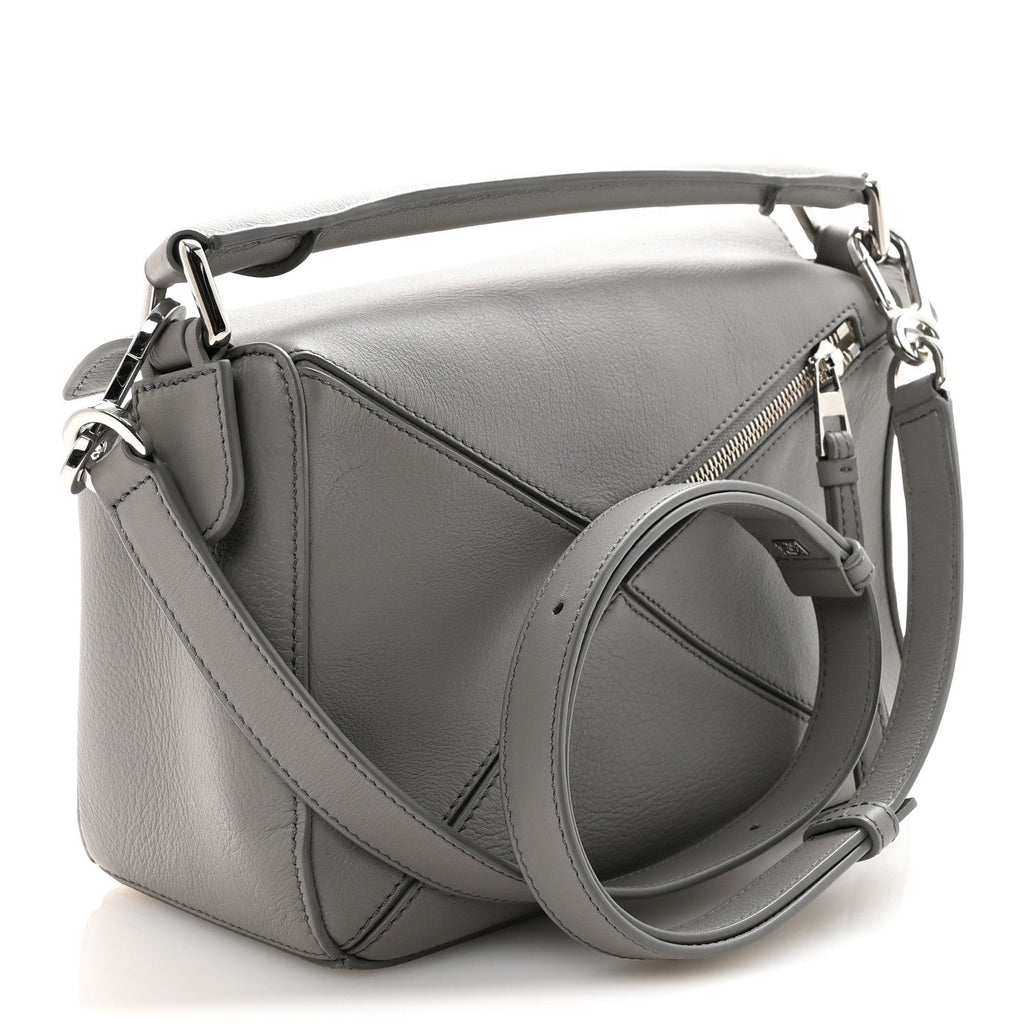 Calfskin Small Puzzle Bag Pearl Grey