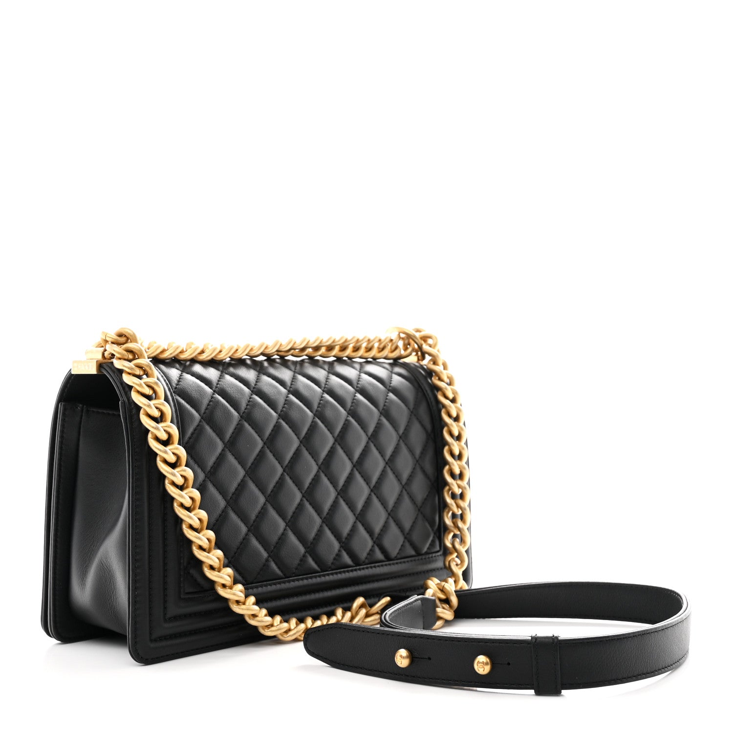 Lambskin Quilted Medium Boy Flap Black