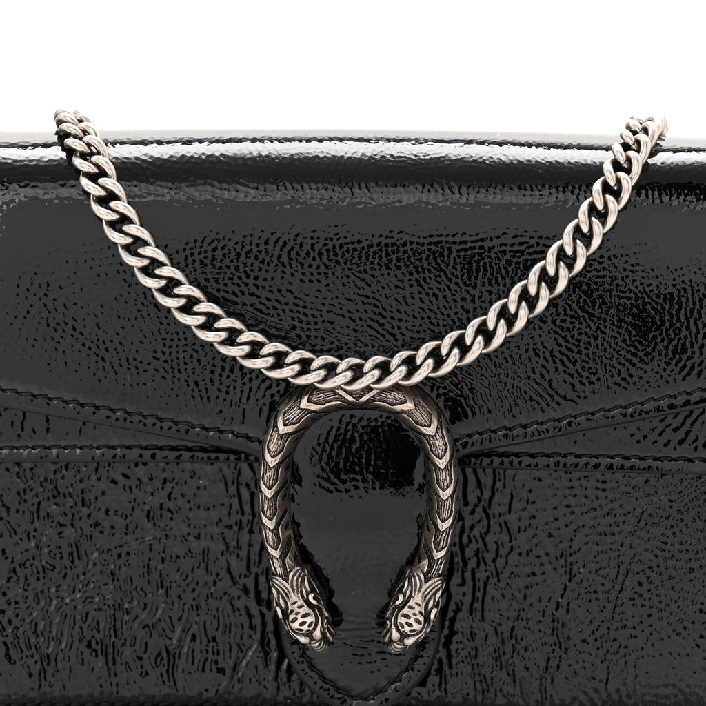Crinkled Patent Super Mini Dionysus Shoulder Bag Black