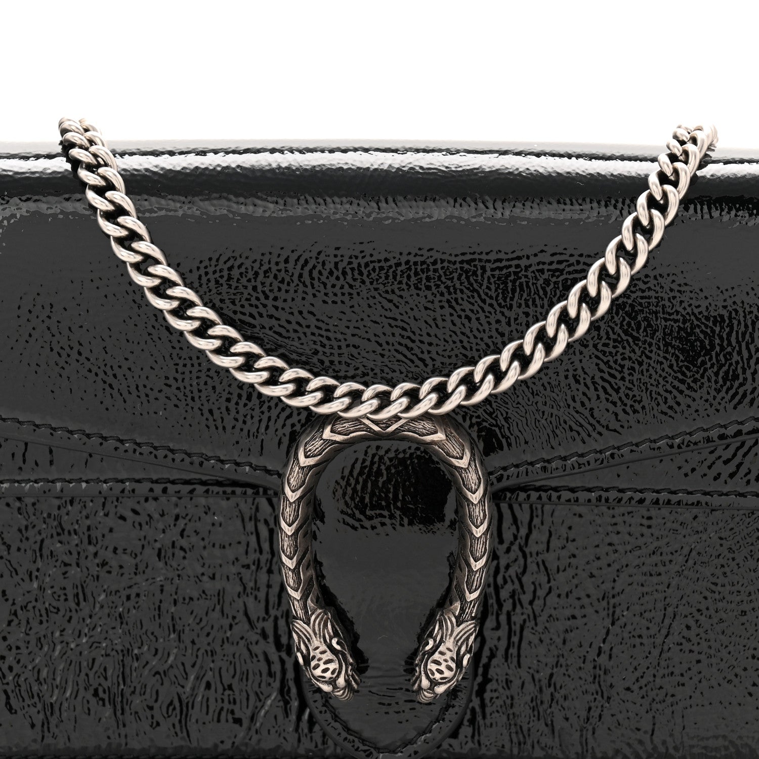 Crinkled Patent Super Mini Dionysus Shoulder Bag Black