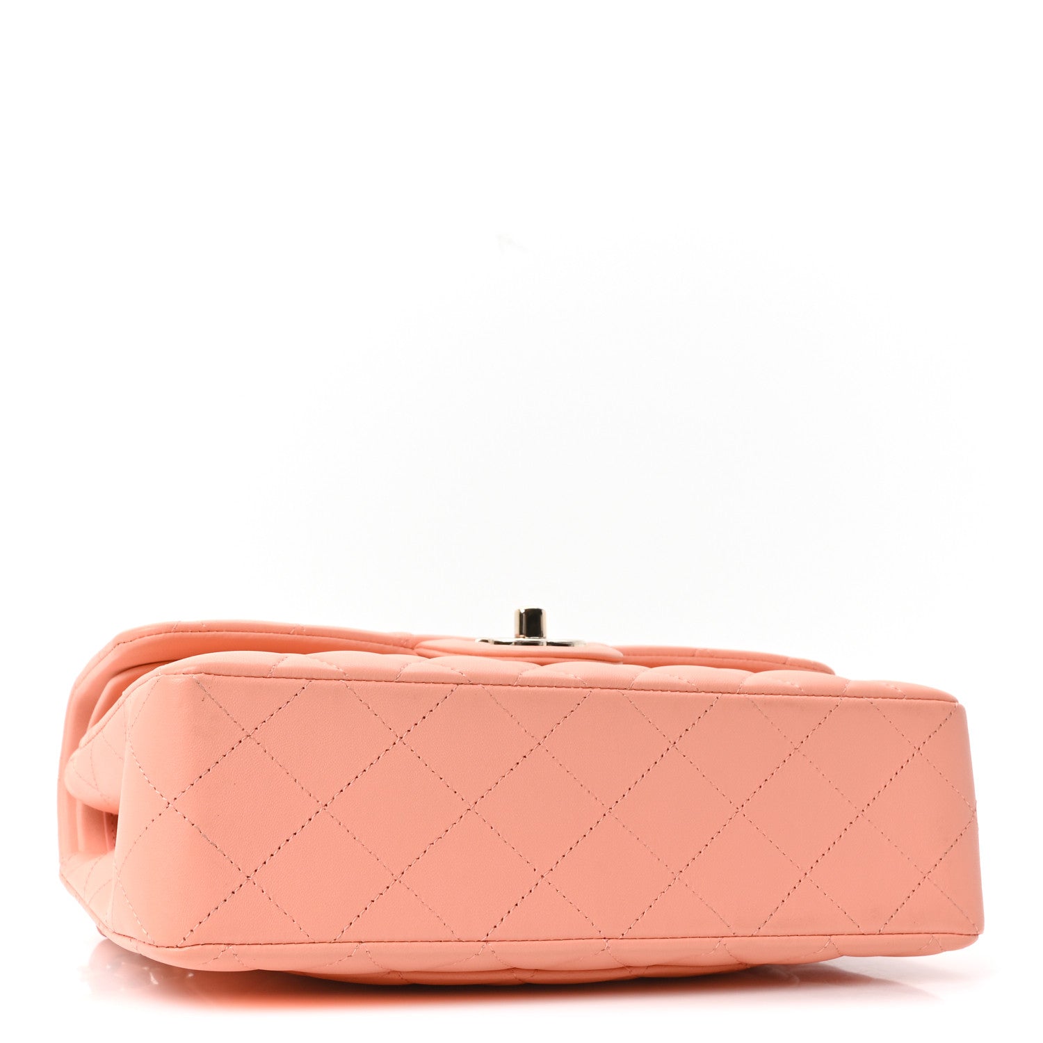 Lambskin Quilted Small Double Flap Light Orange