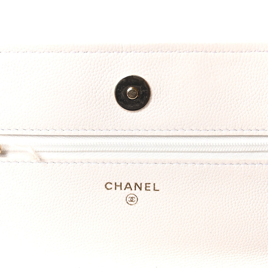 Caviar Quilted Wallet On Chain WOC White