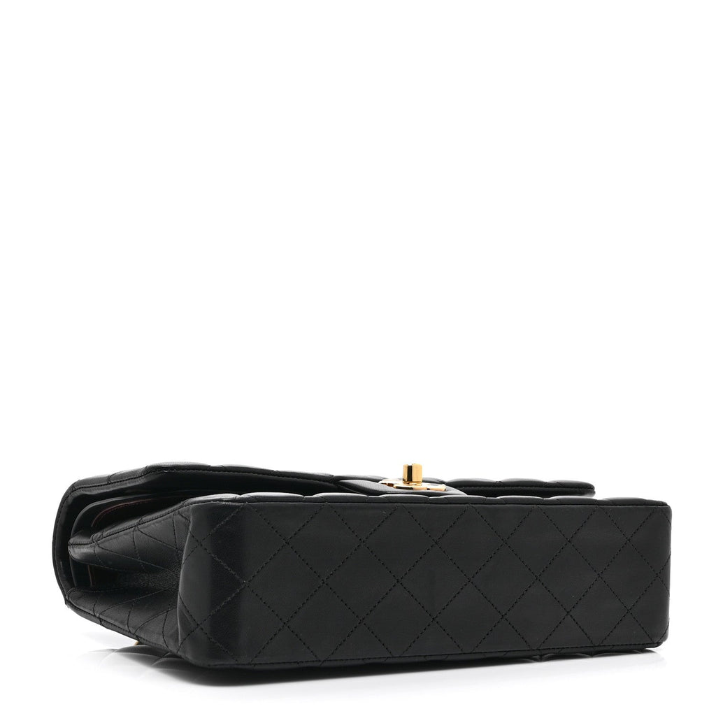 Lambskin Quilted Medium Double Flap Black