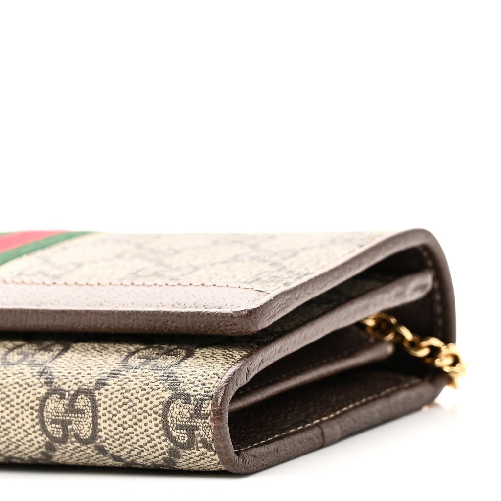 GG Supreme Monogram Web Ophidia Wallet On Chain Brown
