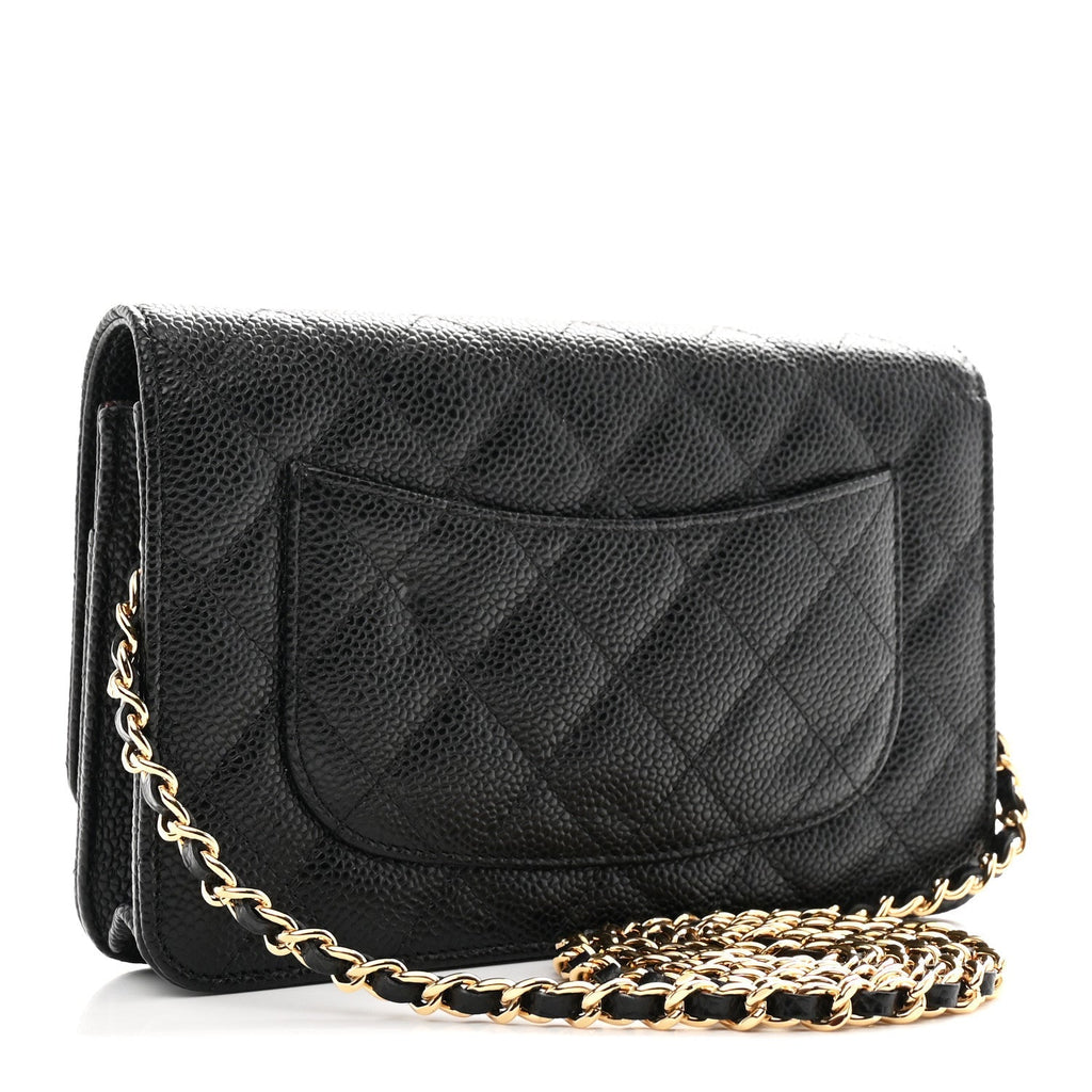 Caviar Quilted Wallet On Chain WOC Black