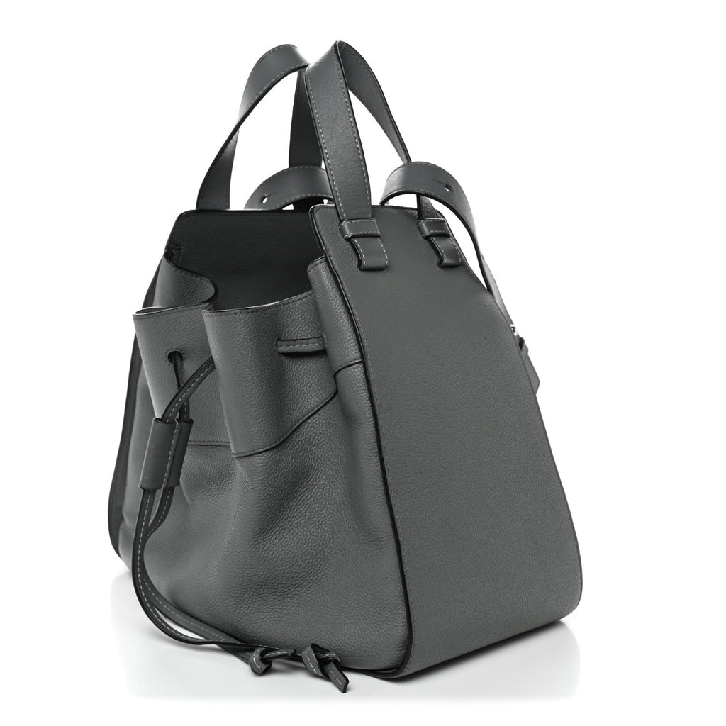 Grained Calfskin Medium Hammock Shoulder Bag Blue