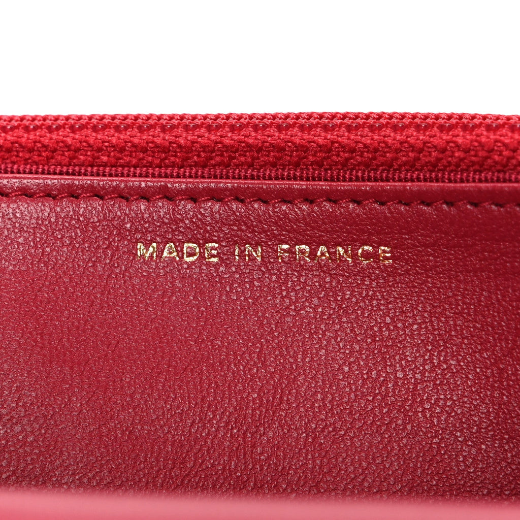 Lambskin Quilted Wallet On Chain WOC Dark Pink