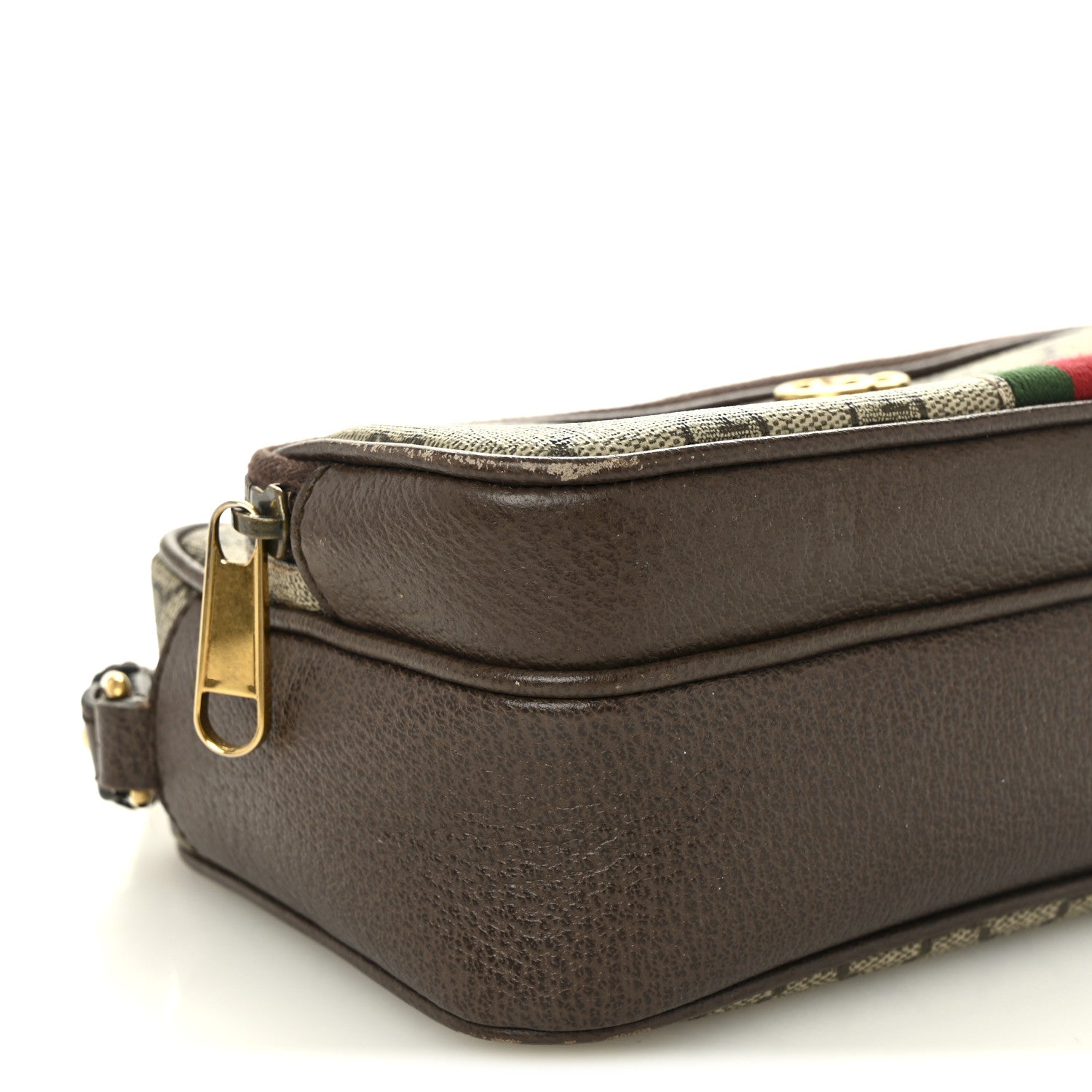GG Supreme Monogram Textured Dollar Calfskin Web Small Ophidia Convertible Shoulder Bag Beige Ebony New Acero