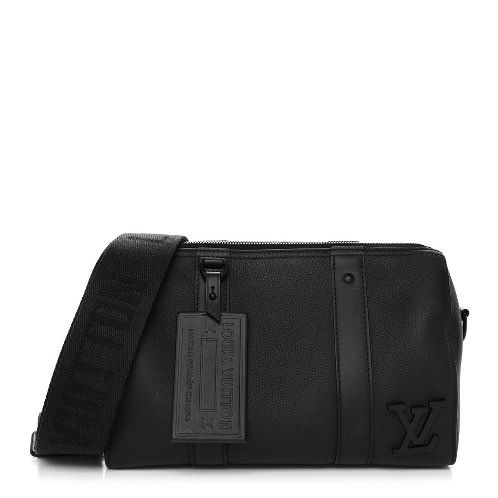 Grained Calfskin Aerogram City Keepall Black