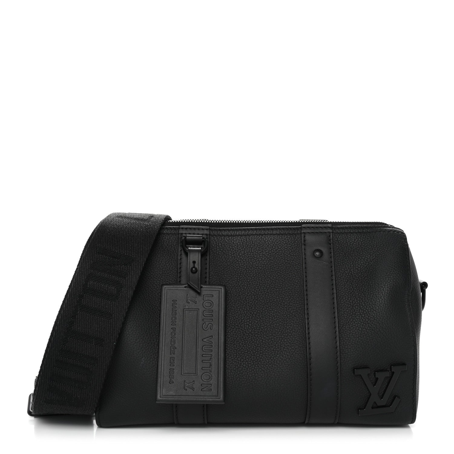 Grained Calfskin Aerogram City Keepall Black