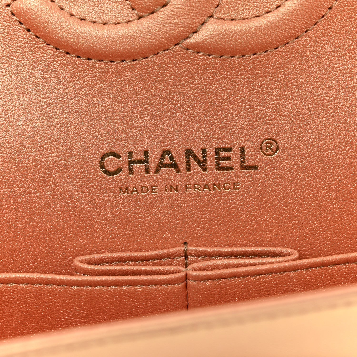Metallic Lambskin Quilted Medium Double Flap Golden
