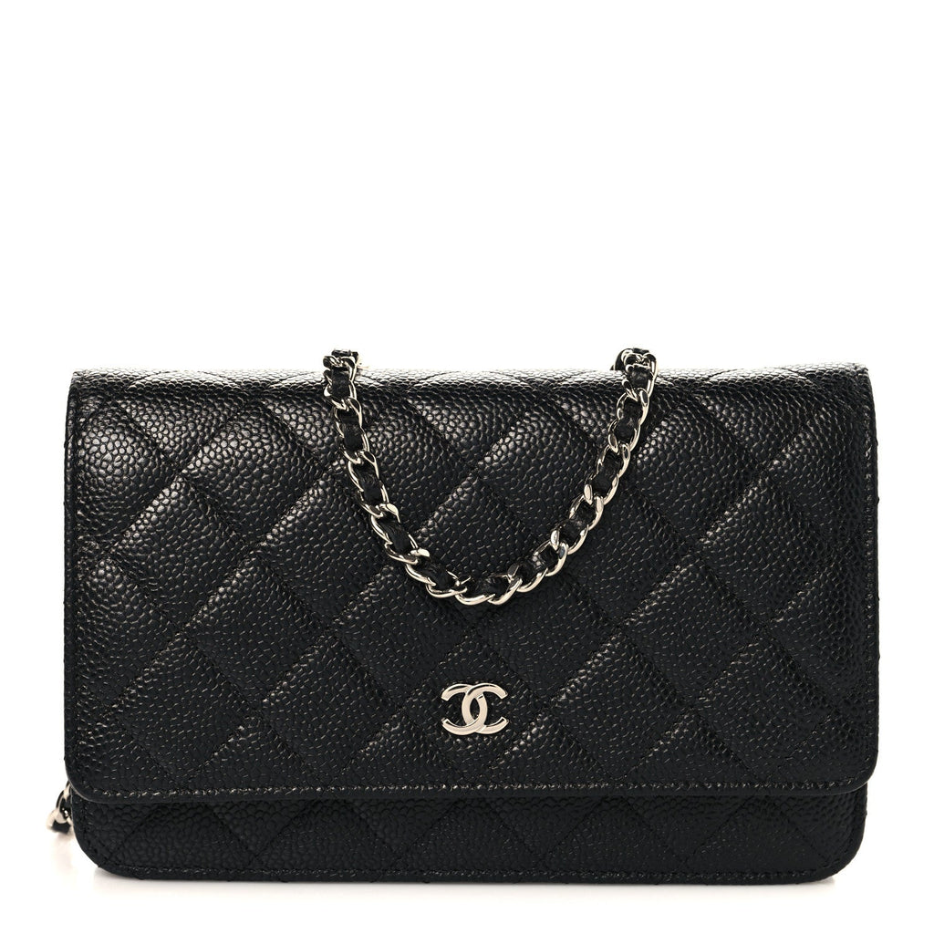 Caviar Quilted Wallet on Chain WOC Black