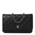 Caviar Quilted Wallet on Chain WOC Black