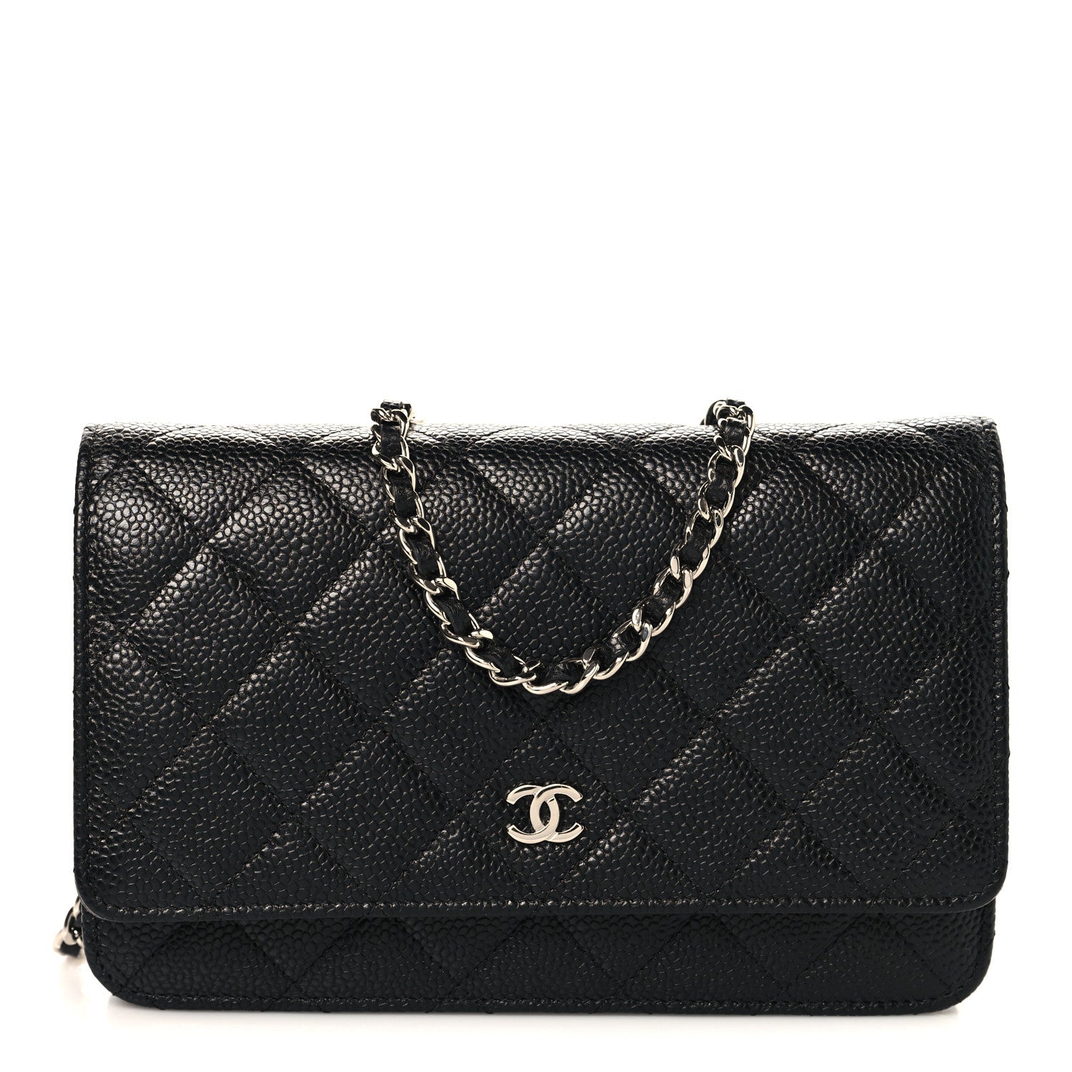 Caviar Quilted Wallet on Chain WOC Black