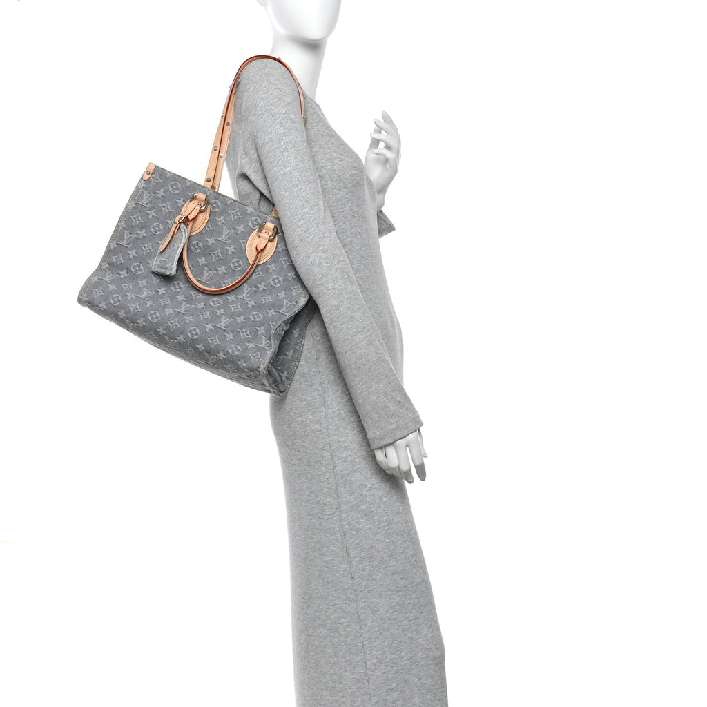 Monogram Denim Onthego MM Washed Grey