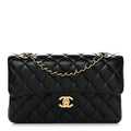 Lambskin Quilted Small Double Flap Black