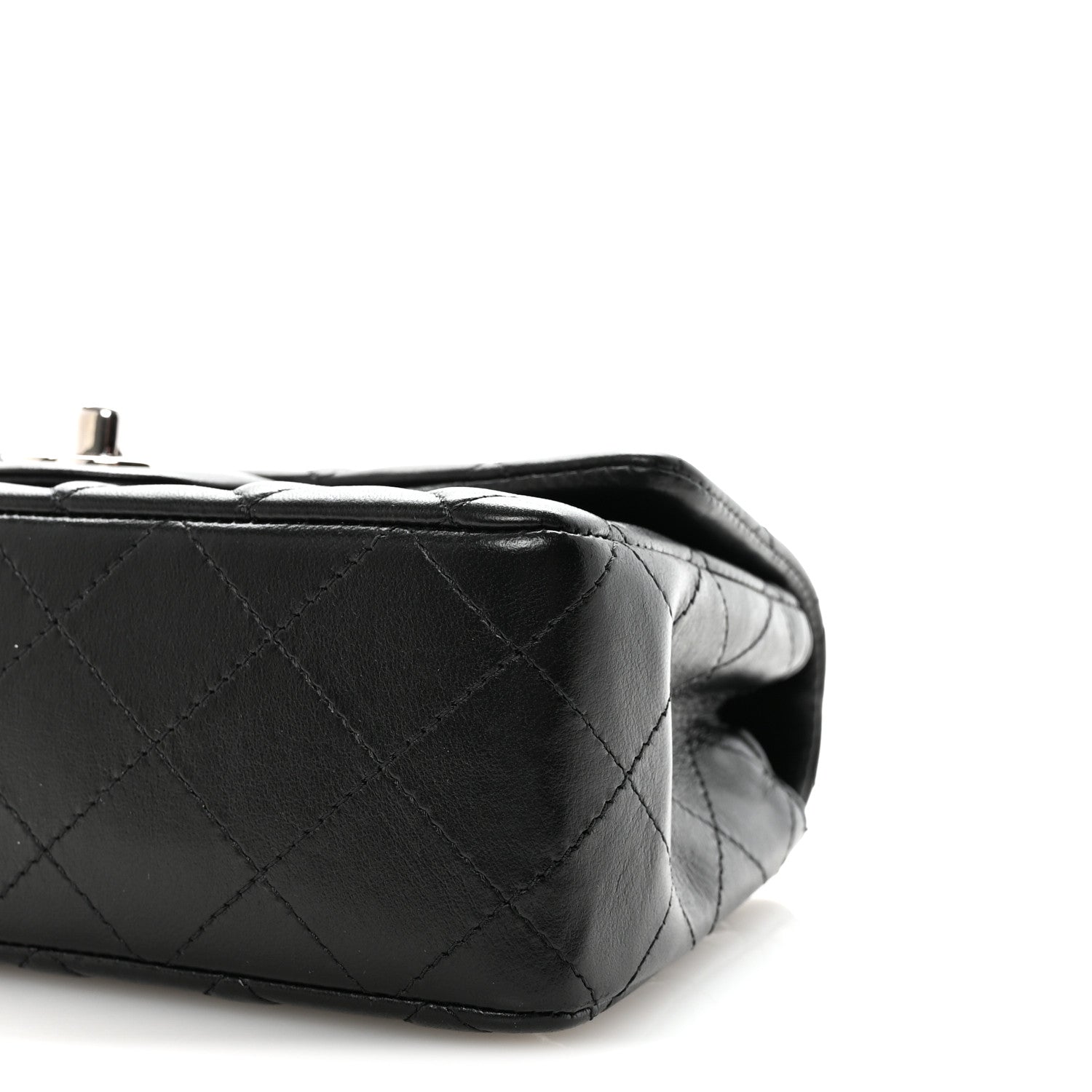Lambskin Quilted Mini Rectangular Flap Black