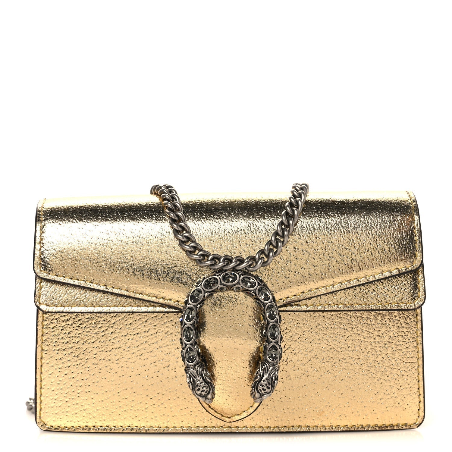 Metallic Calfskin Super Mini Dionysus Shoulder Bag Gold