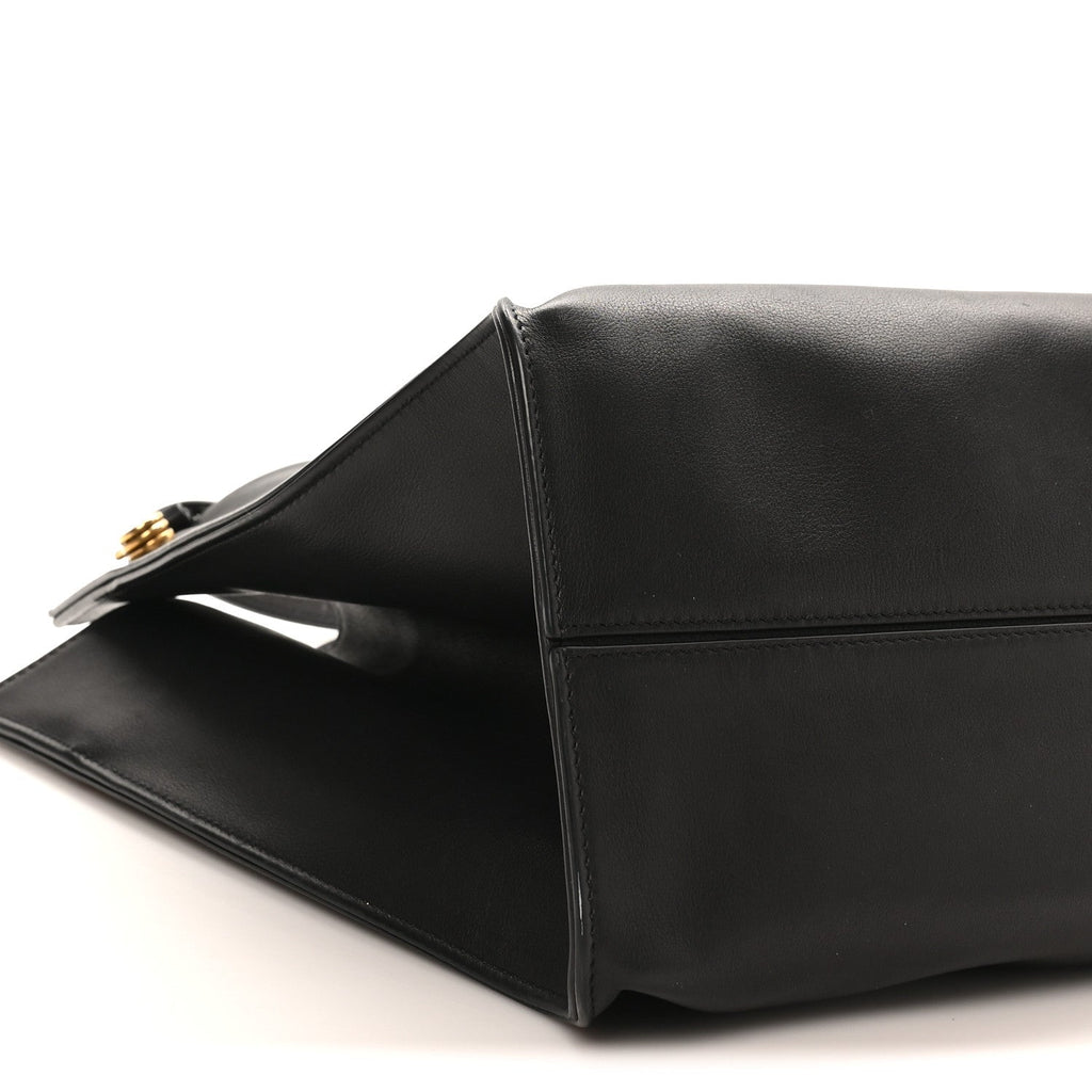 Polished Saddle Calfskin Alexia Bag Black