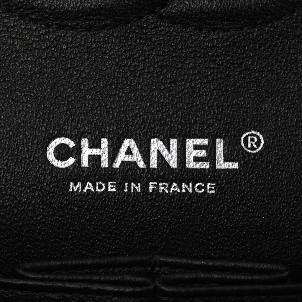 Lambskin Chevron Quilted Medium Double Flap Black
