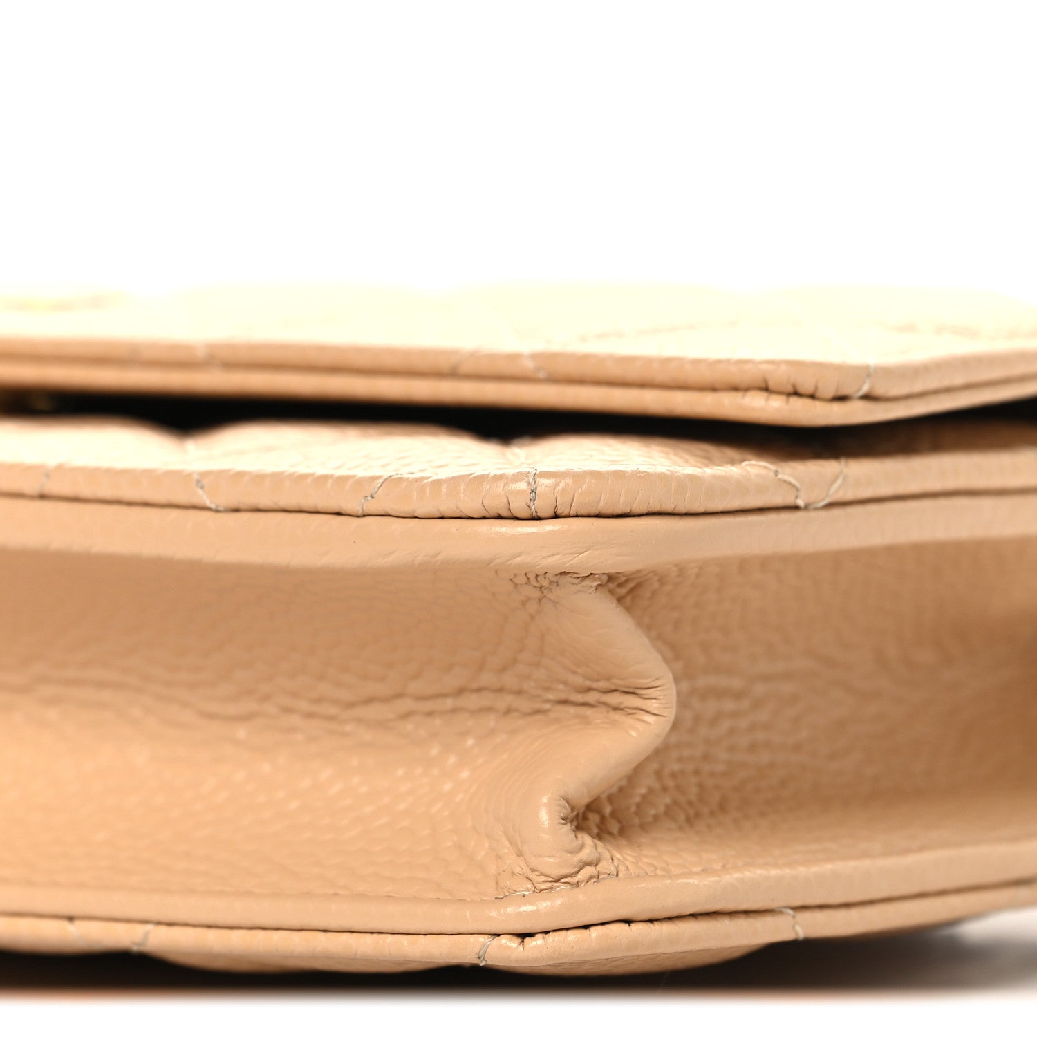 Caviar Quilted Wallet on Chain WOC Beige