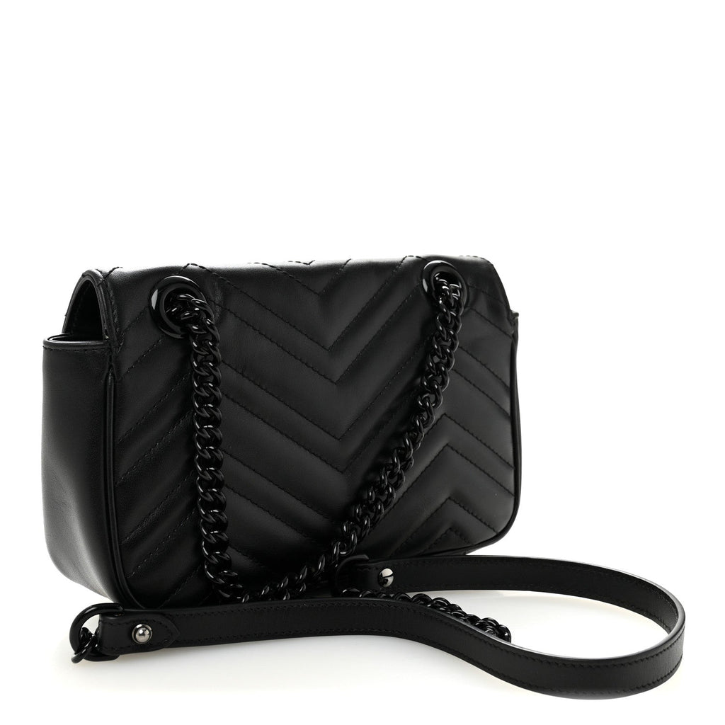 Calfskin Matelasse Monochrome Mini GG Marmont Shoulder Bag Black