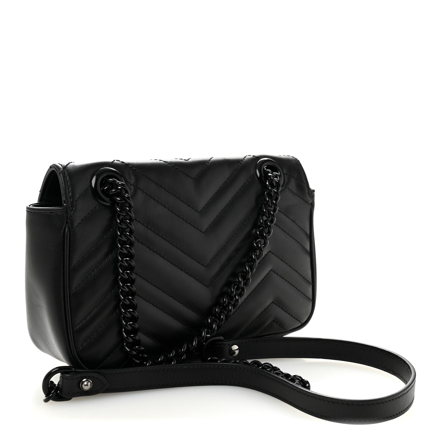 Calfskin Matelasse Monochrome Mini GG Marmont Shoulder Bag Black