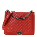 Calfskin Quilted Large Boy Flap Red