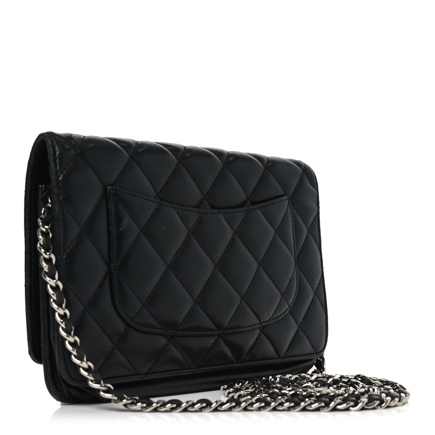 Lambskin Quilted Wallet On Chain WOC Black