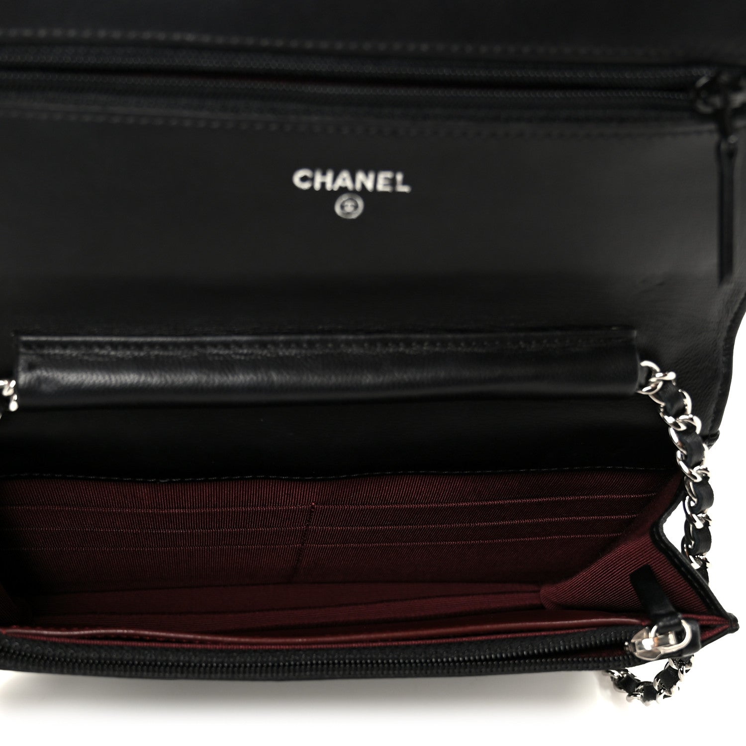 Lambskin Quilted Wallet On Chain WOC Black