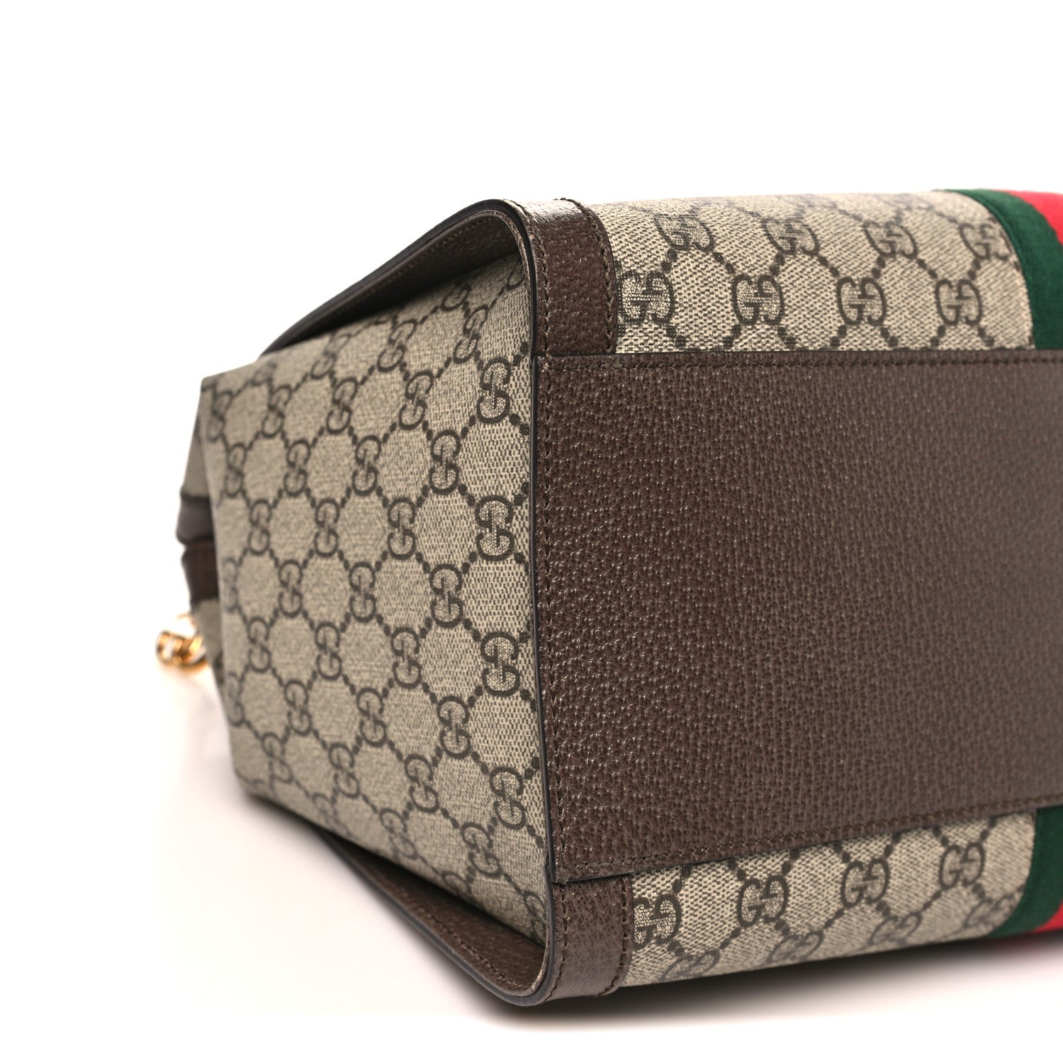 GG Supreme Monogram Web Medium Ophidia Tote Bag Brown