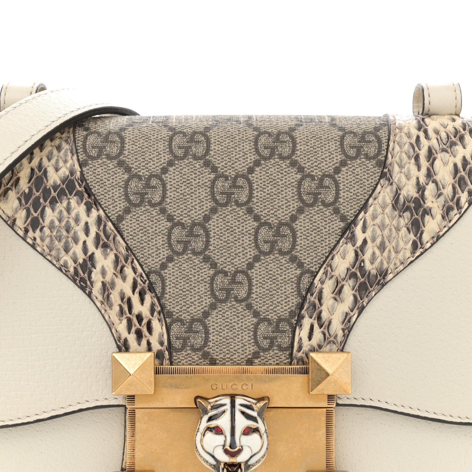 Nappa Elaphe GG Supreme Monogram Medium Osiride Shoulder Bag Mystic White Roccia Beige Ebony