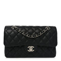 Caviar Quilted Medium Double Flap Black