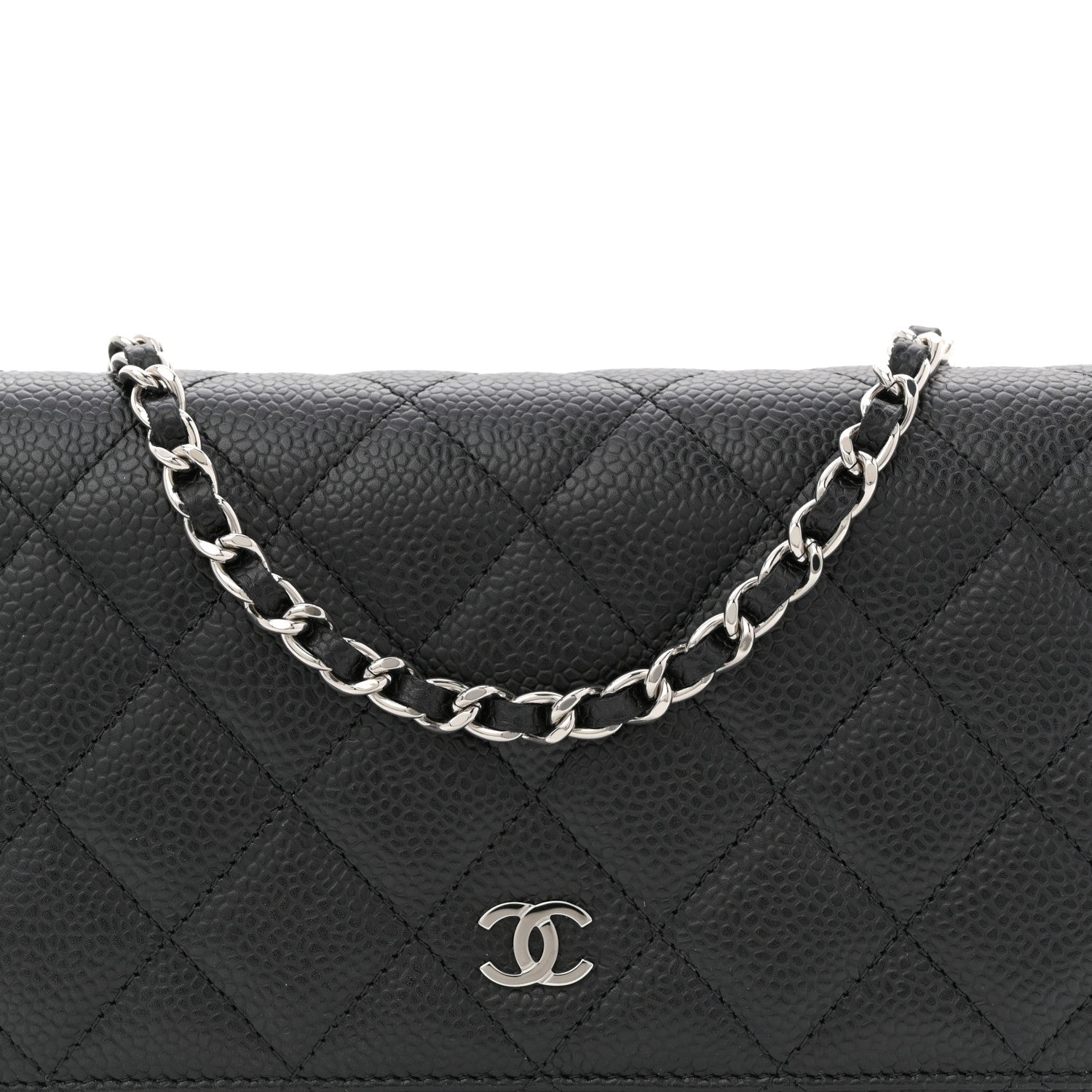 Caviar Quilted Wallet on Chain WOC Black