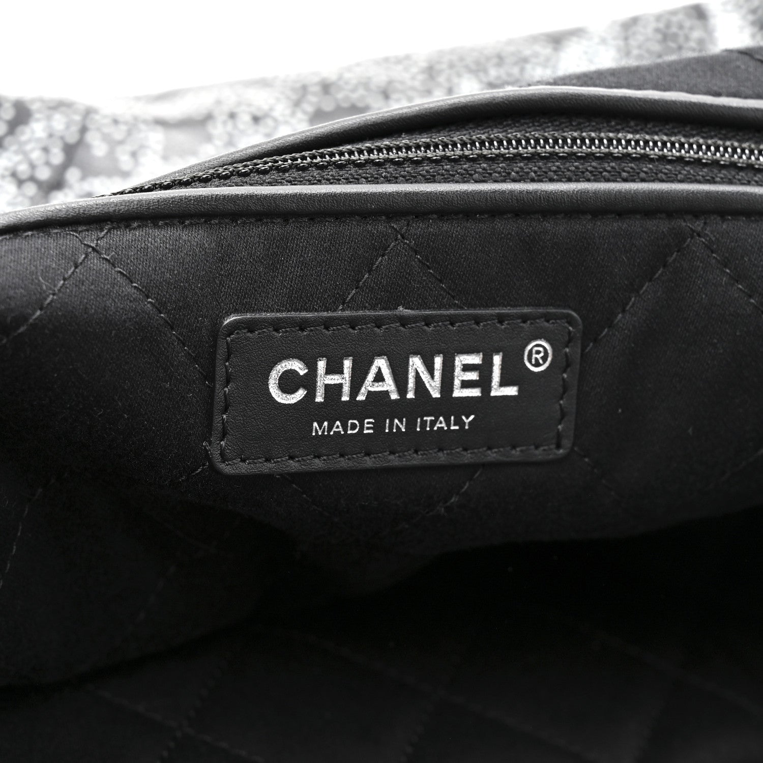 Printed Calfskin Quilted Chanel 22 Black