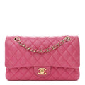 Lambskin Quilted Medium Double Flap Fuchsia