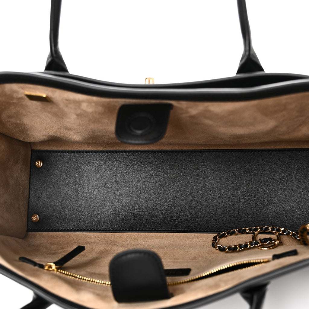 Calfskin Archetype Small Shopping Tote Black