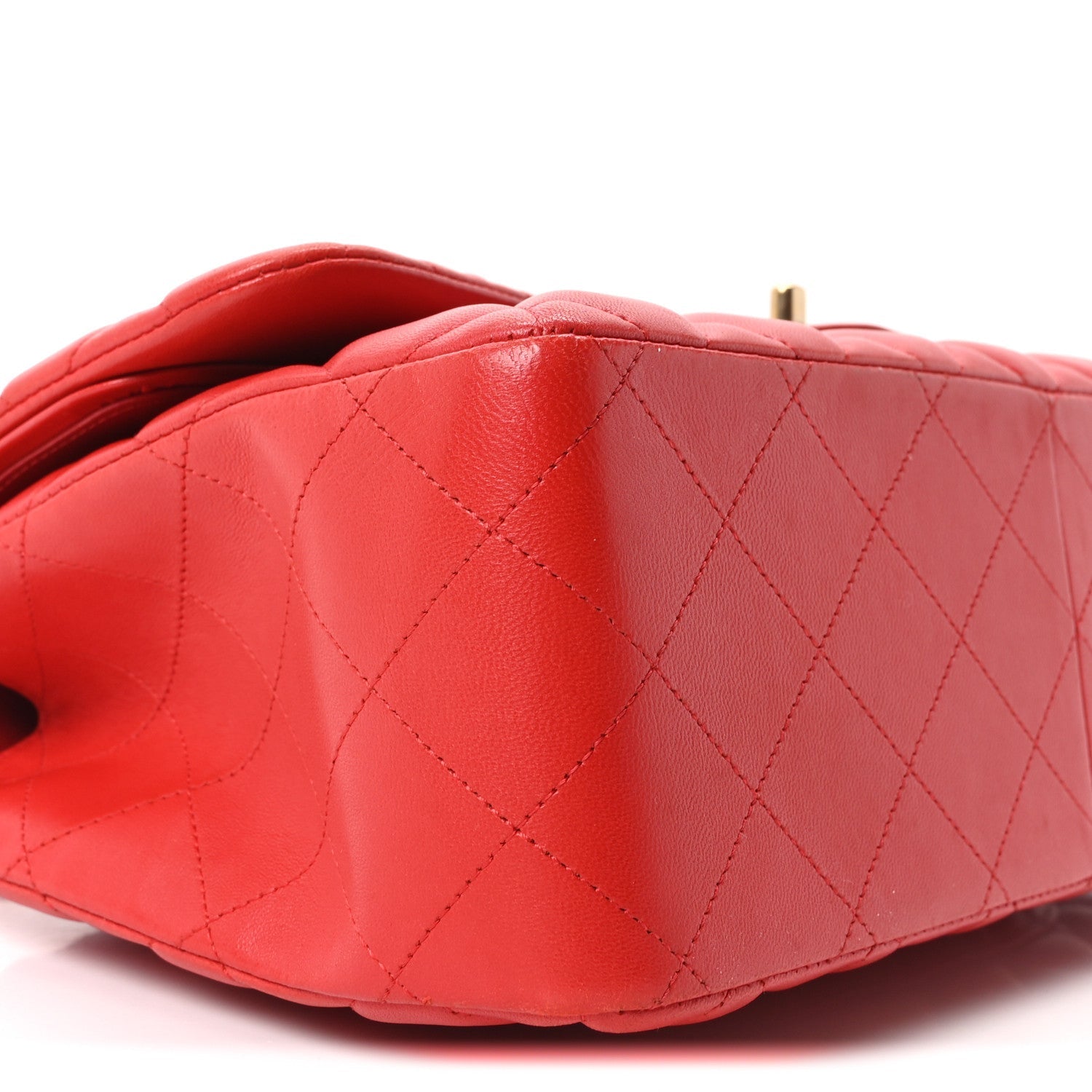 Lambskin Quilted Jumbo Double Flap Red