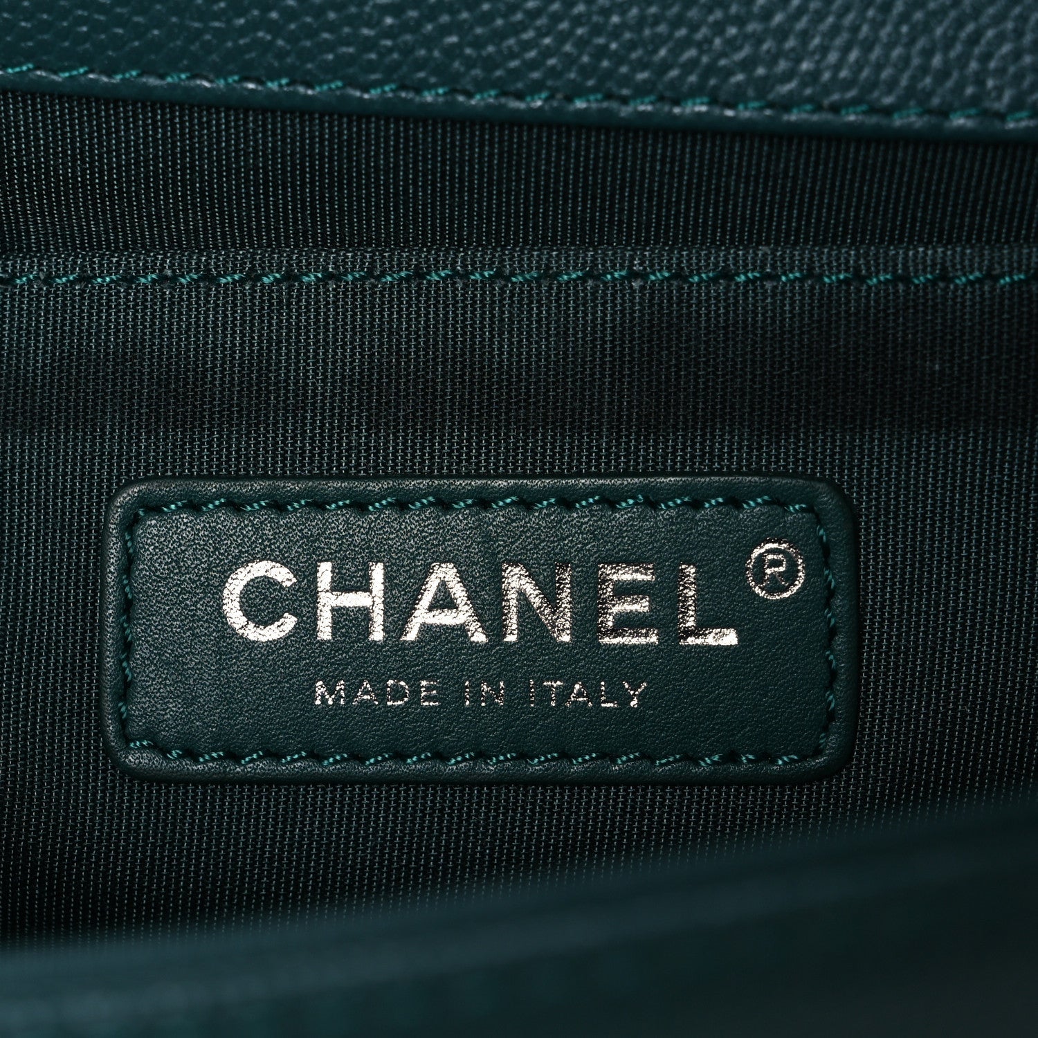 Caviar Chevron Quilted Medium Boy Flap Green