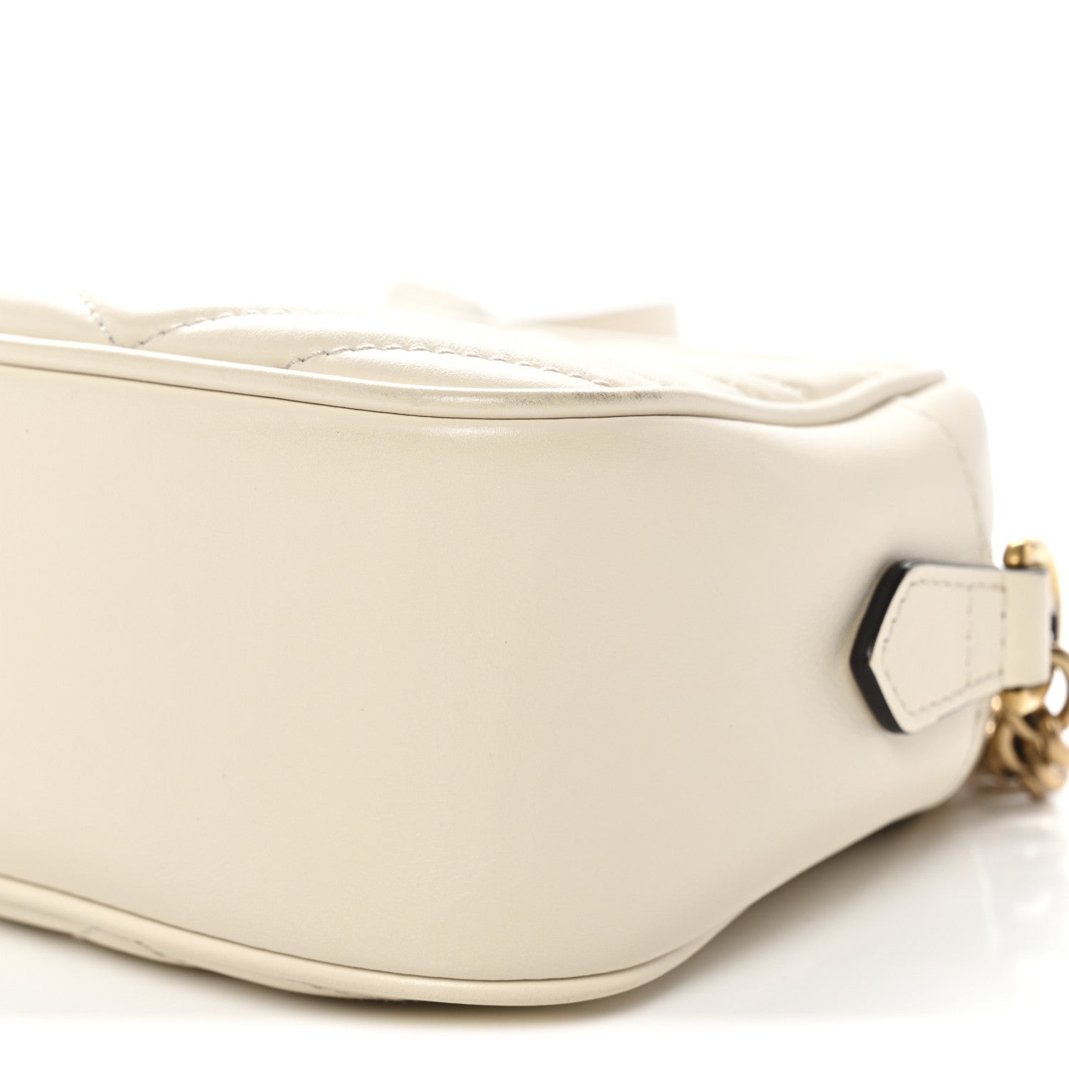 Calfskin Matelasse Small GG Marmont Chain Shoulder Bag White